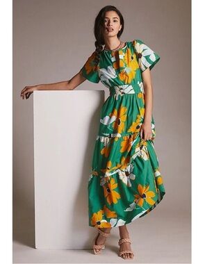 Anthropologie Maeve The Somerset Floral Tiered Maxi Dress